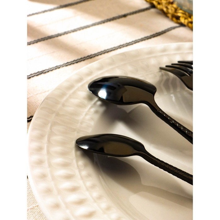 Столовые приборы из нержавеющей стали Доляна &laquo;Античность&raquo;, 4 предмета, цвет чёрный