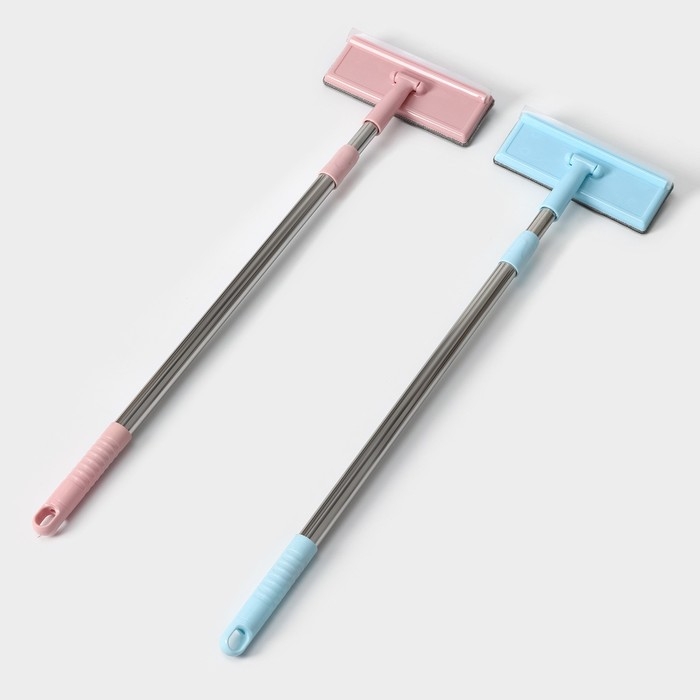 Щётка для окон Доляна, стальная телескопическая ручка 68(112) см, водосгон силикон 19 см, насадка велюр 19&times;7 см, цвет МИКС