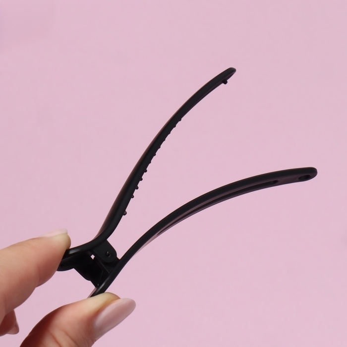 Зажимы для волос, прорезиненные, набор - 2 шт, 11,5 см, цвет чёрный Зажимы для волос, прорезиненные, набор - 2 шт, 11,5 см, цвет чёрный