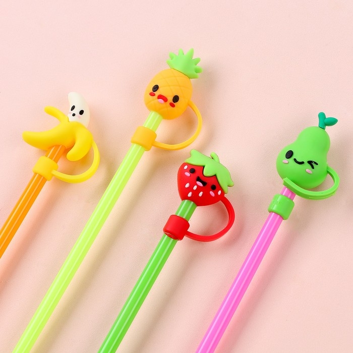 Трубочки для коктейля «Фруктики», 4 шт., цвета МИКС Трубочки для коктейля «Фруктики», 4 шт., цвета МИКС