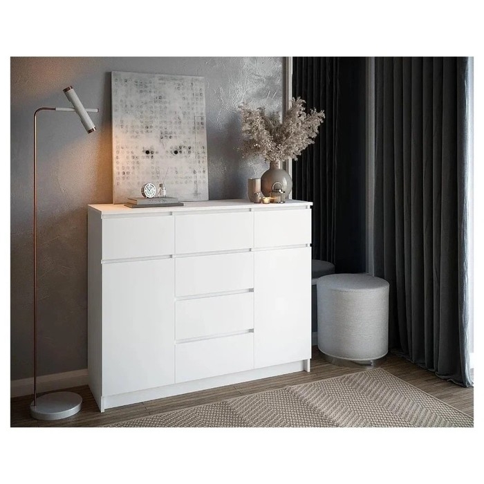 Комод Мори 6 ящиков, 2 двери, 1204х404х990, Белый Комод Мори 6 ящиков, 2 двери, 1204х404х990, Белый