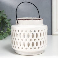 Подсвечник керамика на 1 свечу "Фонарь. Овалы и круги" МИКС 11х11,5х11,5 см