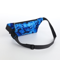 Поясная сумка на молнии, 2 наружных кармана, цвет синий/камуфляж Поясная сумка на молнии, 2 наружных кармана, цвет синий/камуфляж
