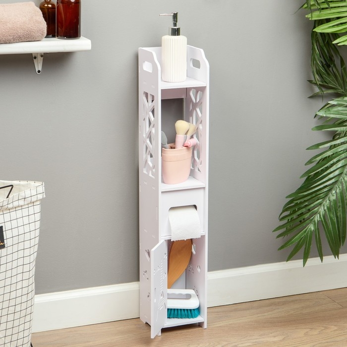 Пенал для ванной комнаты Париж, напольный, 15 х 15 х 80 см, пластик