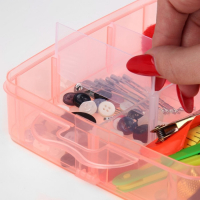 Швейный набор, 75 предметов, в трёхъярусном боксе, 16 &times; 15 &times; 12,5 см, цвет МИКС