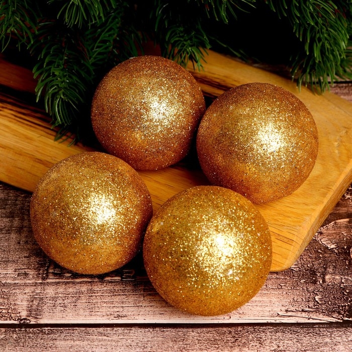 Фигурка для поделок и декора &laquo;Шар&raquo;, набор 4 шт., размер 1 шт: 6 см, цвет золото