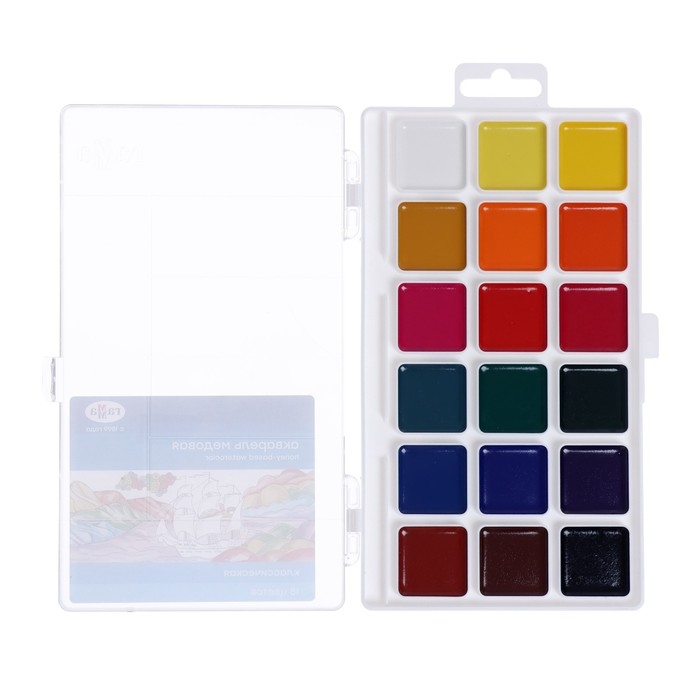 Акварель 18 цветов Гамма Акварель 18 цветов Гамма "Классическая", медовая, без кисти, пластик, европодвес 1009196