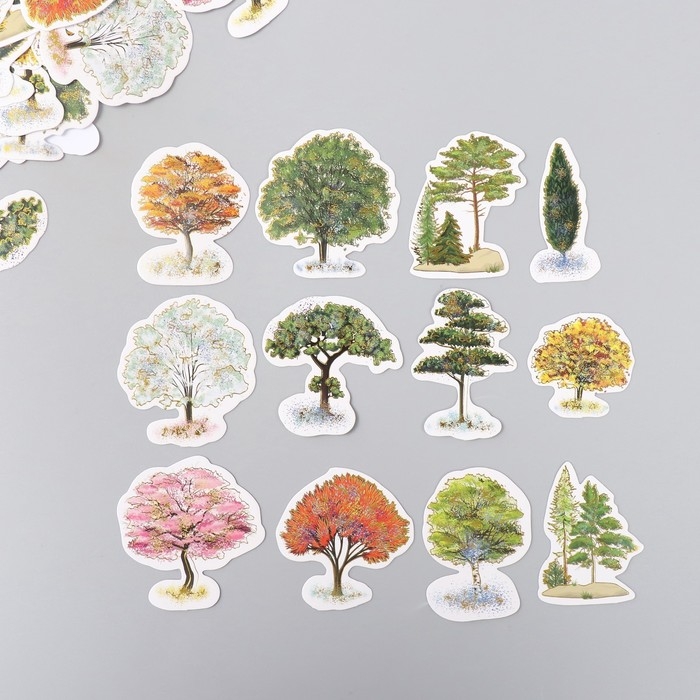 Наклейки для творчества Наклейки для творчества "Деревья" тиснение золото набор 48 шт 9х7х0,8 см