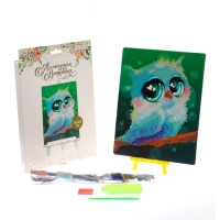 Алмазная мозаика с частичным заполнением на подставке для детей &laquo;Совушка&raquo;
