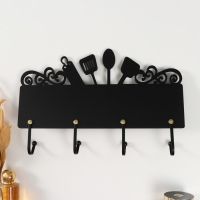 Крючки декоративные дерево "Кухонные принадлежности" чёрный, зеркальный 4,3х34х22,3 см Крючки декоративные дерево "Кухонные принадлежности" чёрный, зеркальный 4,3х34х22,3 см