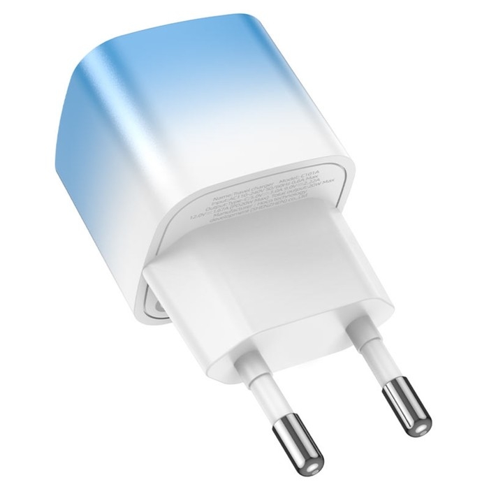 Сетевое зарядное устройство Hoco C101A, 1 Type-C, 20 Вт, PD + QC, синий