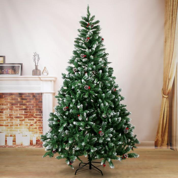 Ёлка "Иней с ягодками" металл подставка, 210 см d нижнего яруса 135 см 1100 веток