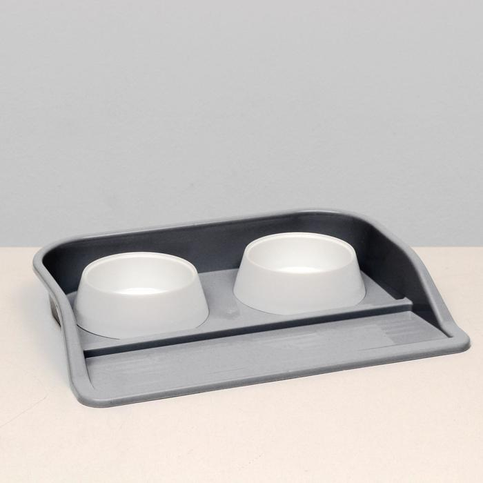 Миски с лотком Миски с лотком "Феликс" 0,3 л, 41 x 30 x 6 см, серый лоток, белые миски