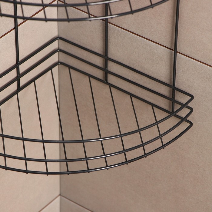 Полка для ванной угловая 3-х ярусная, 20&times;20&times;49 см, цвет чёрный