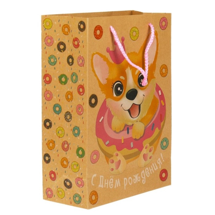 Пакет подарочный крафт M-L, 22 &times; 31 &times; 10 см