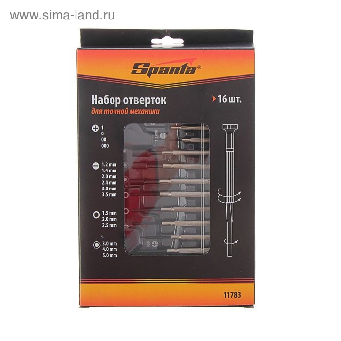 Набор отверток Sparta, 16 шт., для точной механики Набор отверток Sparta, 16 шт., для точной механики