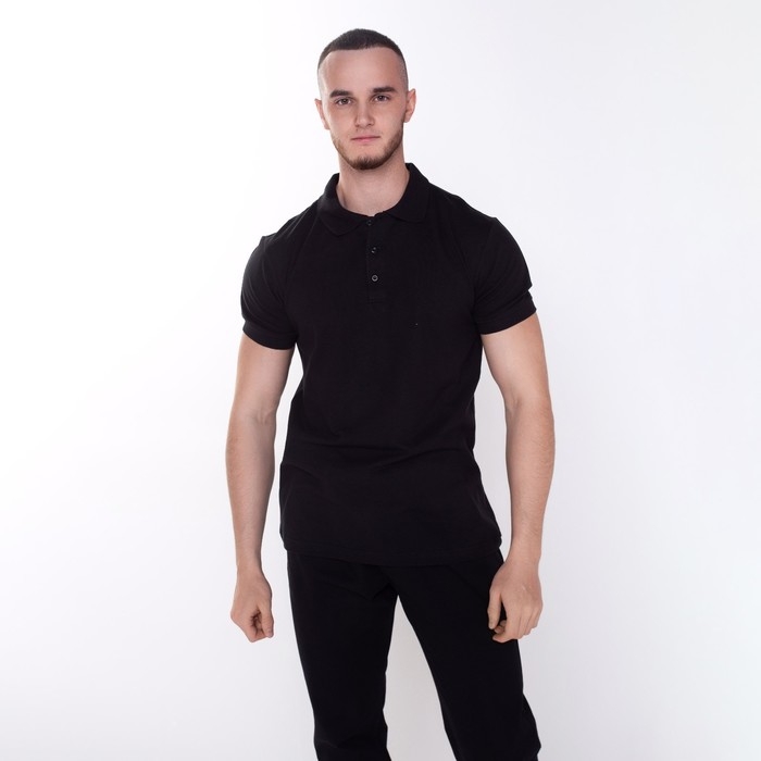 Футболка мужская поло, цвет чёрный, размер 50