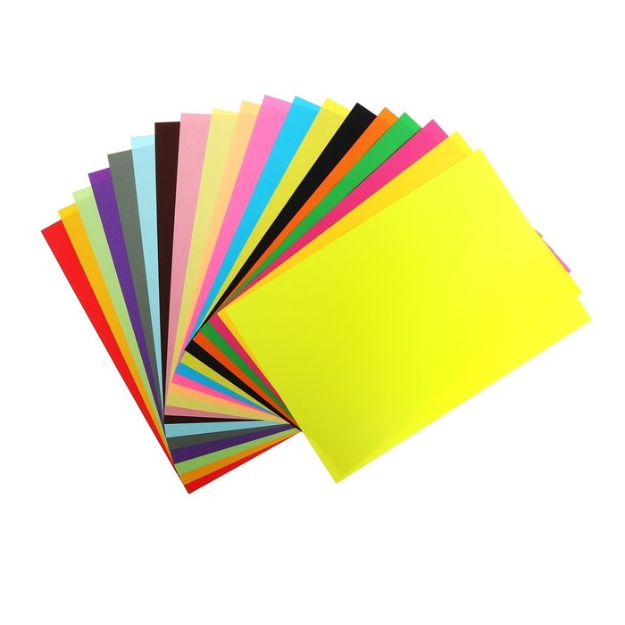 Бумага цветная А4, 20 листов, 20 цветов "№4" тонированная, блок 80г/м&sup2;