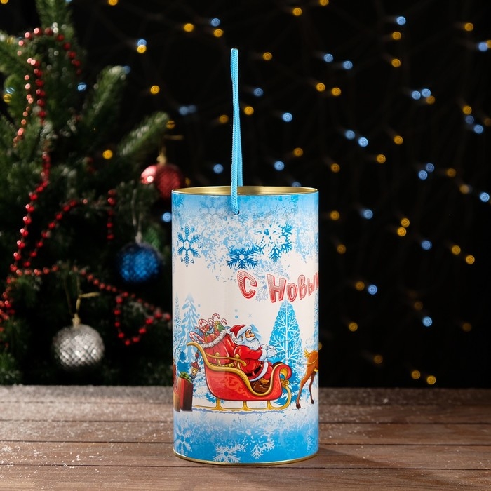 Новый год. Подарочная коробка, тубус &laquo;Тройка оленей&raquo; 120 х 220 мм (200 мм внутр. высота).