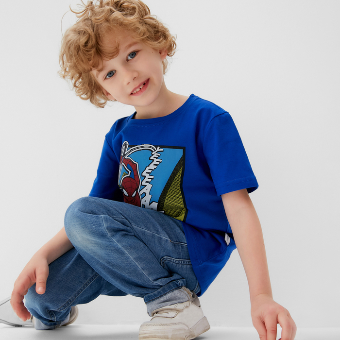 Футболка детская "Spidey" Человек-Паук, рост 122-128, синий