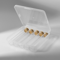 Набор баночек для хранения бисера, d = 2,2 &times; 12 см, 5 шт, в контейнере, 13,5 &times; 13,5 &times; 3,5 см