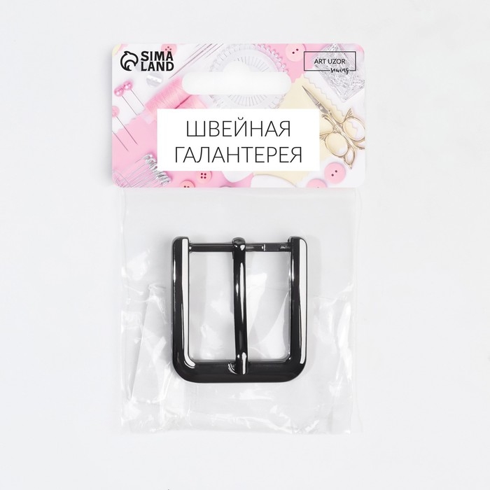 Пряжка для ремня, 4 &times; 4,4 см, 30 мм, цвет чёрный никель