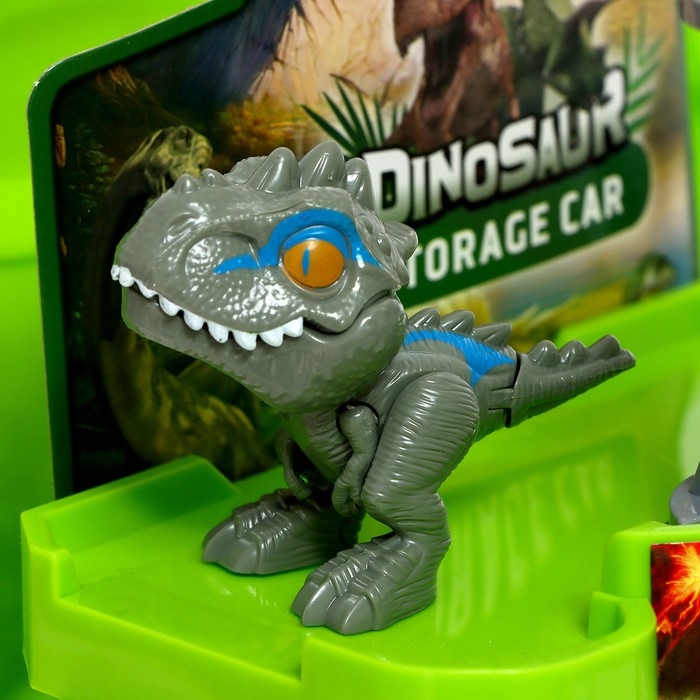 Парковка &laquo;Динозавр&raquo;, в рюкзаке, с вертолётной площадкой, 1 динозавр, 1 машина