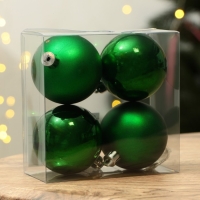 Шары ёлочные новогодние &laquo;С Новым годом!&raquo;, на Новый год, пластик, d=6, 4 шт., цвет зелёный с золотом