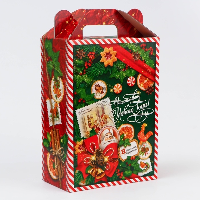 Новый год. Подарочная коробка новогодняя Изумрудный Винтаж 18,5 х 10 х 30,5 см. Новый год. Подарочная коробка новогодняя Изумрудный Винтаж 18,5 х 10 х 30,5 см.