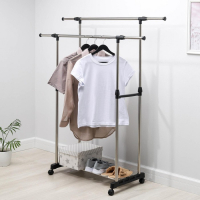 Стойка - вешалка напольная для одежды Доляна, телескопическая, 2 перекладины 80(145) &times; 43 &times; 90(160) см