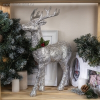 Светодиодная фигура &laquo;Олень серебристый&raquo; 30 &times; 46 &times; 15 см, акрил, батарейки CR2032х2 (в комплекте), свечение тёплое белое