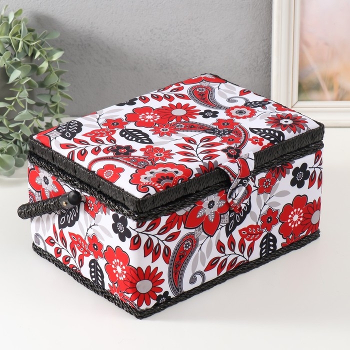 Шкатулка для рукоделия Шкатулка для рукоделия "Народный цветочный узор" 19х26х14,5 см