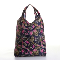 Сумка хозяйственная на кнопке, складная, цвет синий/разноцветный