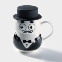 Кружка керамическая с силиконовой крышкой &laquo;Джентльмен&raquo;, 380 мл, рисунок МИКС