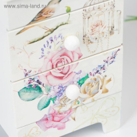 Шкатулка дерево комод 2 ящика "Букет, птица и клетка" 18,5х7,5х11,8 см