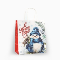 Пакет подарочный новогодний крафтовый &laquo;Счастья в новом году&raquo;, 22 х 12 х 25 см , Новый год