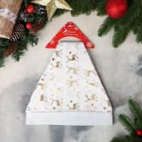 Колпак новогодний "Олени и сердца" 27х35 см, белый Колпак новогодний "Олени и сердца" 27х35 см, белый