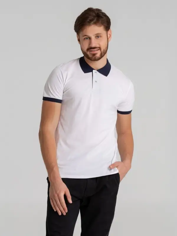 Рубашка поло Prince 190 белая с темно-синим , размер S Рубашка поло Prince 190 белая с темно-синим , размер S