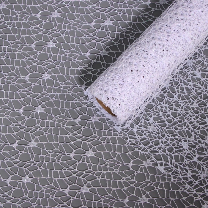 Упаковка для цветов Упаковка для цветов "Паутинка с глиттером" белая 48 см х 4,5 м