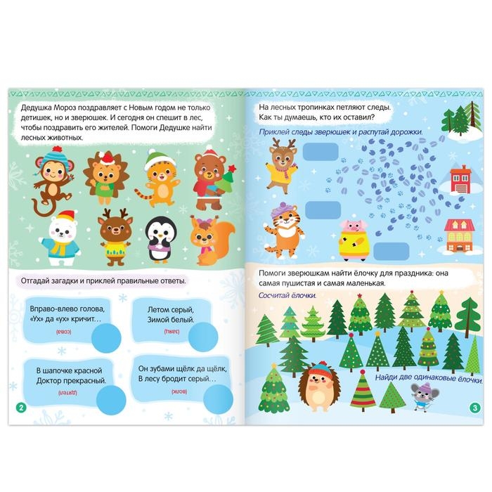 Книги с наклейками &laquo;Новогодние задания для девочки&raquo;, набор 2 шт. по 12 стр.