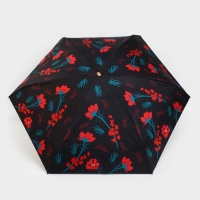 Зонт женский &laquo;Красные цветы&raquo;, 6 спиц, складывается в размер телефона.