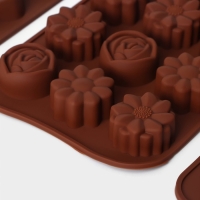 Набор форм для конфет и шоколада Доляна &laquo;Ассорти&raquo;, 3 шт, силикон, цвет коричневый