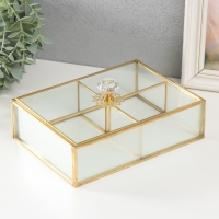 Шкатулка стекло с металлическим каркасом "Кристалл" прозрачная рябь 16,1х22,1х8,5 см Шкатулка стекло с металлическим каркасом "Кристалл" прозрачная рябь 16,1х22,1х8,5 см