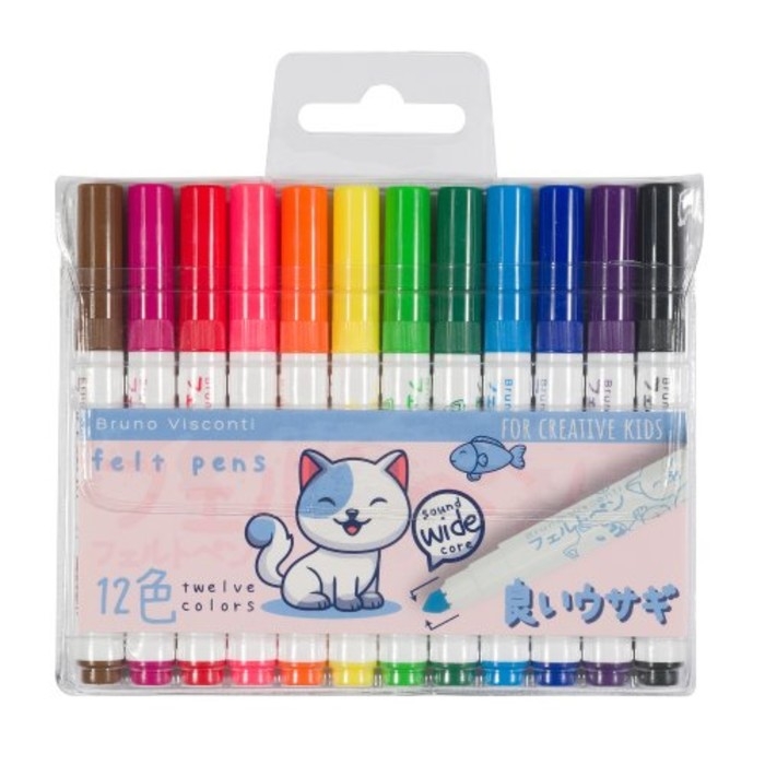 Фломастеры с утолщённым стержнем 12 цветов Joycolor Mini, в пластиковом кармане, МИКС Фломастеры с утолщённым стержнем 12 цветов Joycolor Mini, в пластиковом кармане, МИКС