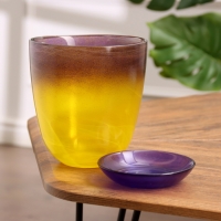 Горшок цветочный с поддоном №3 "Алеб" желто-фиолетовый, 1 л