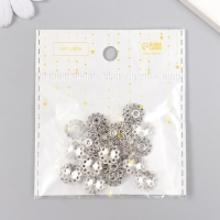 Декор шляпка для бусин металл "Цветок из шариков" серебро G040B599 набор 30 шт 1,2х1,2 см