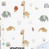 Наклейка пластик интерьерная цветная "Милые животные" 30х60 см Наклейка пластик интерьерная цветная "Милые животные" 30х60 см