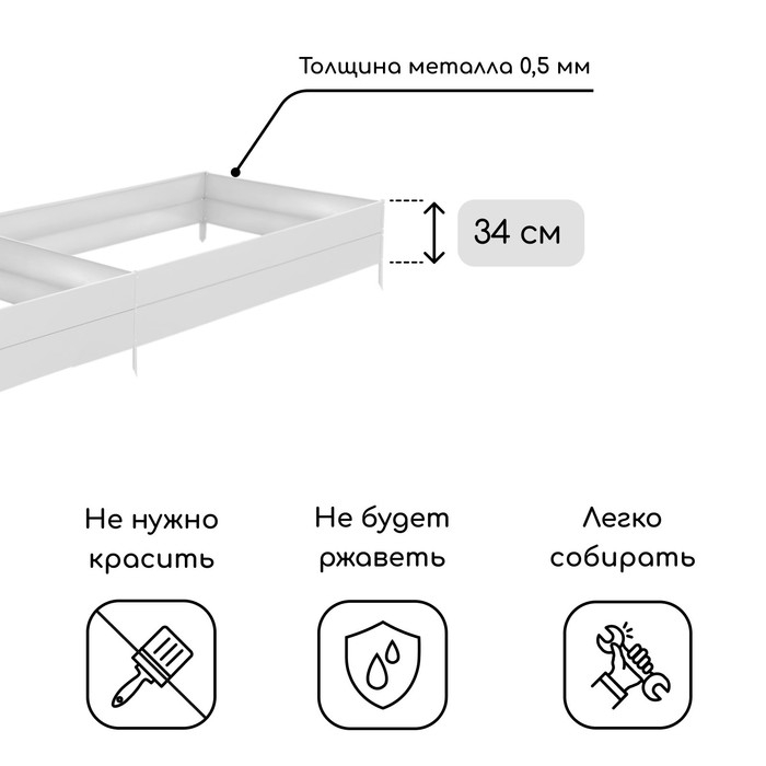 Грядка оцинкованная, 295 &times; 100 &times; 34 см, Greengo