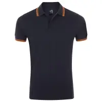 Рубашка поло мужская Pasadena Men 200 с контрастной отделкой, темно-синяя (navy) с неоново-оранжевым, размер L Рубашка поло мужская Pasadena Men 200 с контрастной отделкой, темно-синяя (navy) с неоново-оранжевым, размер L