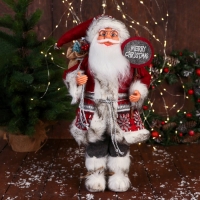 Дед Мороз "С охапкой подарков и в меховых сапожках" 50 см, красный Дед Мороз "С охапкой подарков и в меховых сапожках" 50 см, красный